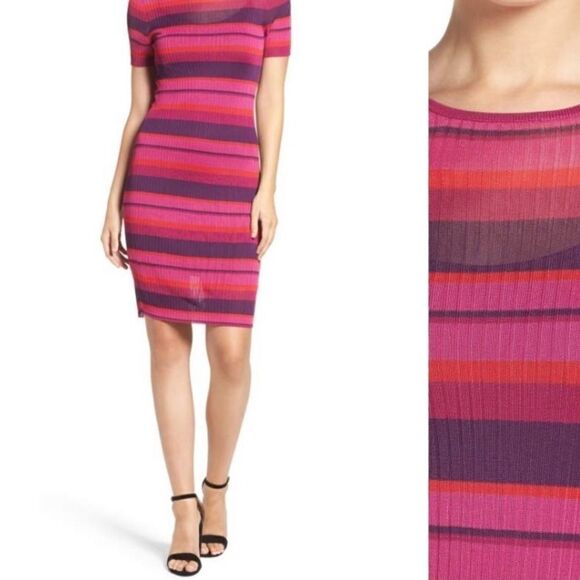 Trina Turk Striped Short Sleeve Dress - Picture 2 of 10